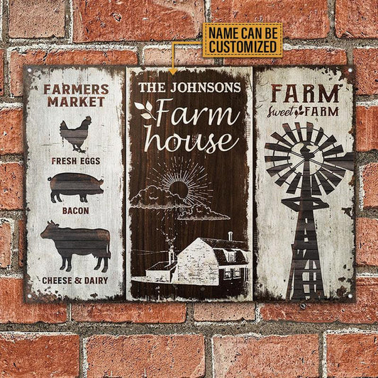 Joycorners Farm Sweet Farm Market Rustic Rectangle Metal Sign Custom Name