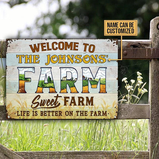 Joycorners Welcome To Sweet Farm Nice Design Rectangle Metal Sign Custom Name