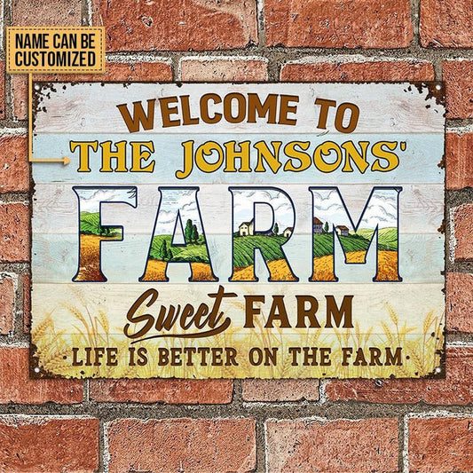 Joycorners Welcome To Sweet Farm Nice Design Rectangle Metal Sign Custom Name