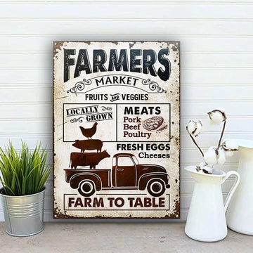 Joycorners Truck Isolated Farm Farmers Market Farm To Table Rectangle Metal Sign