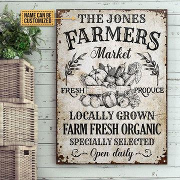 Joycorners Custom Name Farm Farmers Market Fresh Organic Rectangle Metal Sign