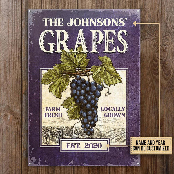 Joycorners Purple Grape Farm Fresh Rectangle Metal Sign Custom Name Year
