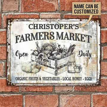 Joycorners Farm Farmer Market Hand Drawn Rectangle Metal Sign Custom Name