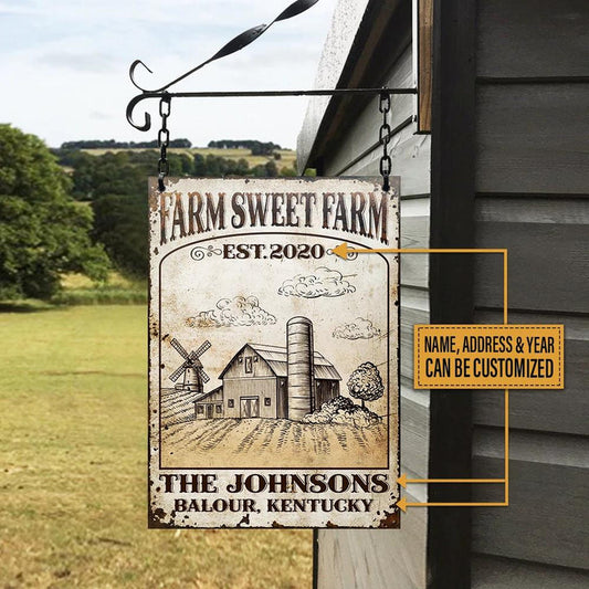 Joycorners Farm Sweet Farm Rectangle Metal Sign Custom Text Cute Design