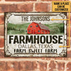 Joycorners Red Farmhouse Farm Sweet Farm Custom Place And Name Rectangle Metal Sign