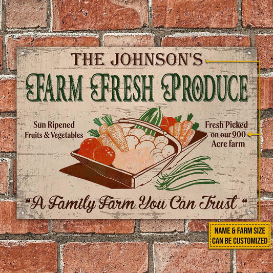 Joycorners Hand Drawn Farm Fresh You Can Trust Rectangle Metal Sign Custom Name Farm Size