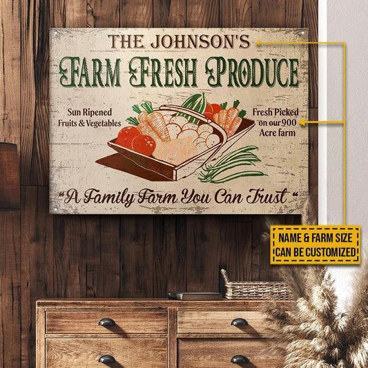 Joycorners Hand Drawn Farm Fresh You Can Trust Rectangle Metal Sign Custom Name Farm Size