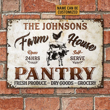 Joycorners Farm Animals Farmhouse Pantry Self Serve Rectangle Metal Sign Custom Name