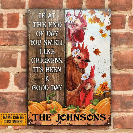 Joycorners Chicken Poultry Farm Autumn Homestead Rectangle Metal Sign Custom Name