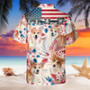 Joycorners Welsh Corgi Dog United States Flag Hawaiian Flowers All Over Printed 3D Hawaiian Shirt