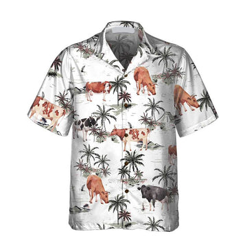 Joycorners TROPICAL ISLAND AND COWS PATTERN All Printed 3D Hawaiian Shirt