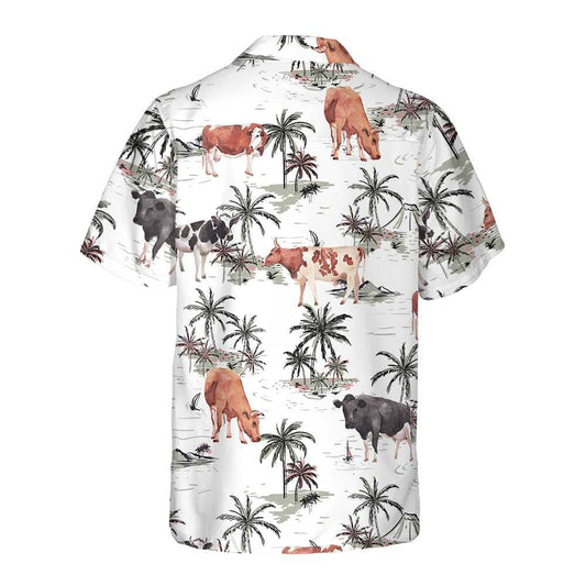 Joycorners TROPICAL ISLAND AND COWS PATTERN All Printed 3D Hawaiian Shirt