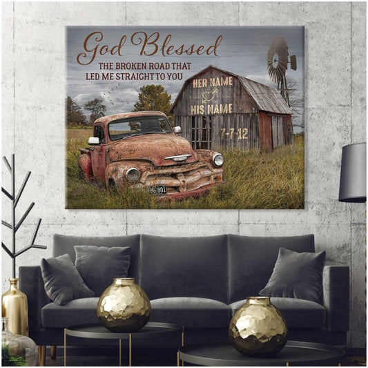 Joycorners Personalized Anniversary Couple God Blessed Canvas