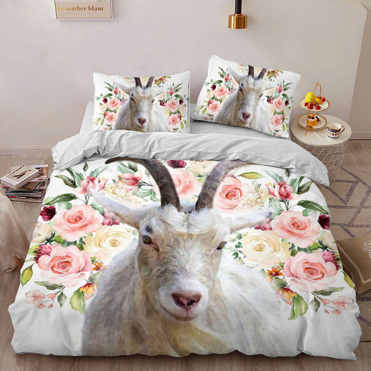 Goat Floral Bedding Set