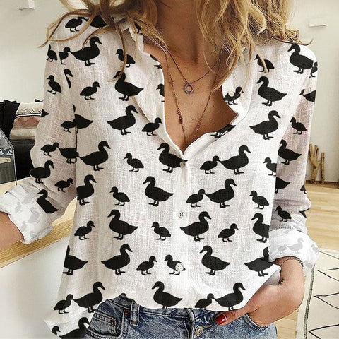 Duck Color White Pattern Casual Shirt