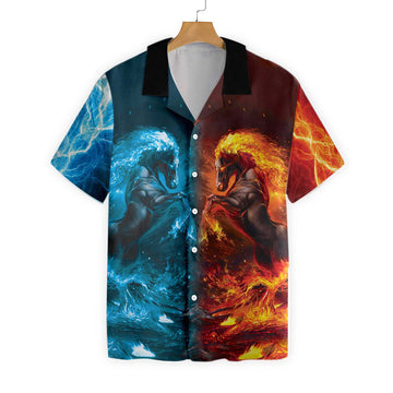 Joycorners WATER AND FIRE HORSE All Printed 3D Hawaiian Shirt