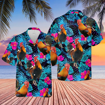 Joycorners Chicken Neon Tropical Hawaii Shirt