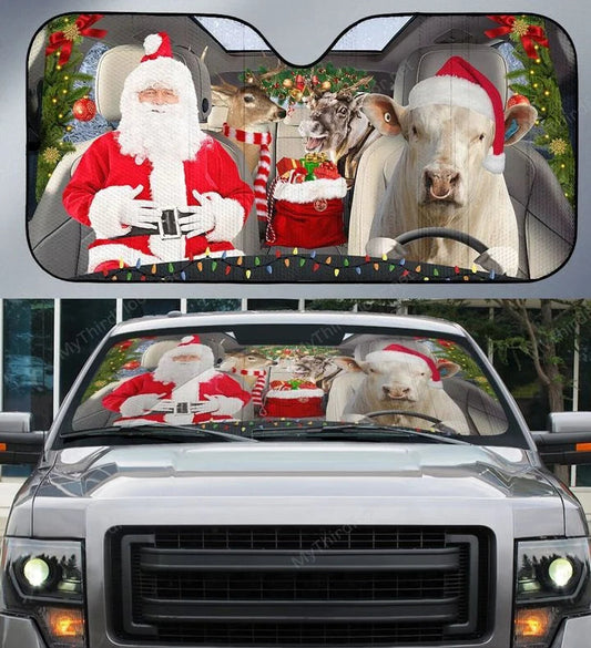 Joycorners Charolais Cattle Lovers Xmas Printed 3D Sun Shade