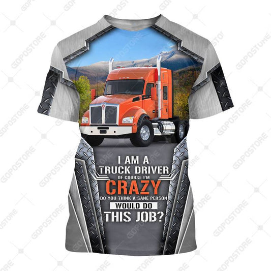 TRUCKER - Personalized Name 3D Orange Truck All Over Printed Shirt