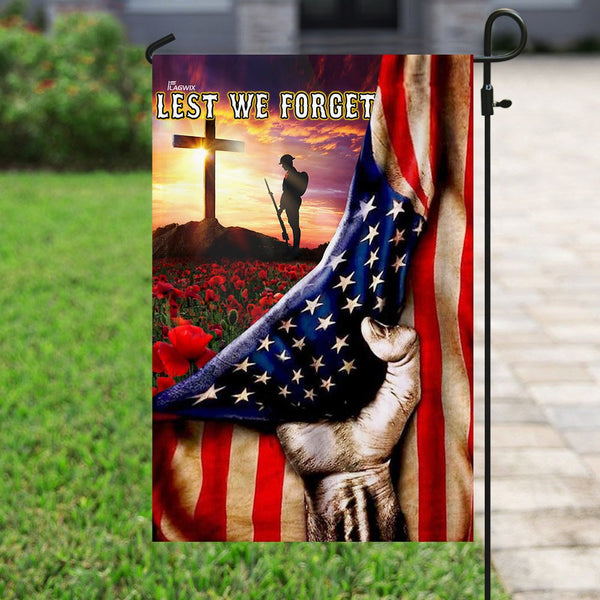 Joycorners Veteran Poppy Memorial Day. Lest We Forget Flag All Over Printed Flag