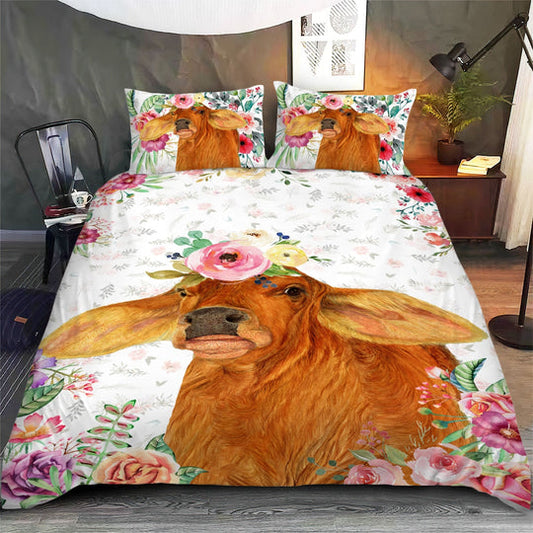 Beefmaster - Happy Farm Cattle Floral Bedding Set