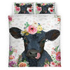 Black Angus - Happy Farm Cattle Floral Bedding Set