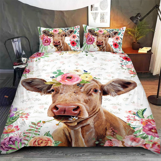 Charolais - Happy Farm Cattle Floral Bedding Set