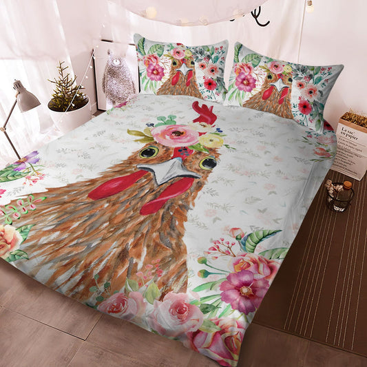 Chicken - Happy Farm Cattle Floral Bedding Set