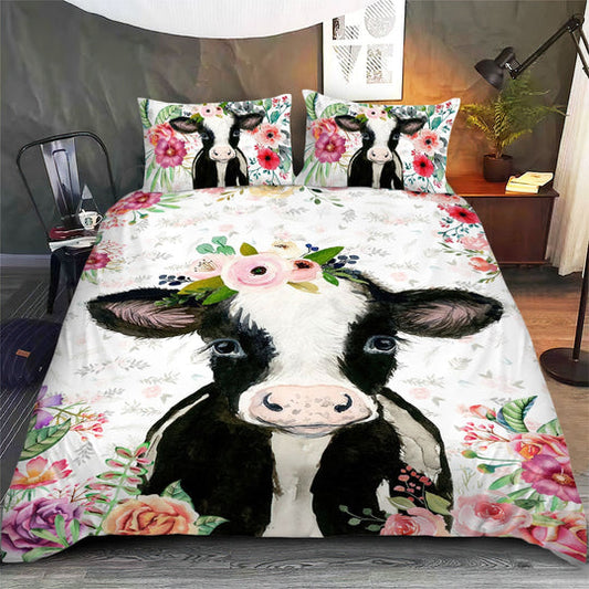 Holstein - Happy Farm Cattle Floral Bedding Set