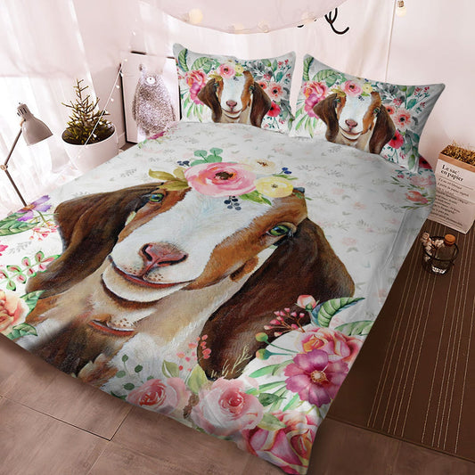 Nubian Goat - Happy Farm Cattle Floral Bedding Set