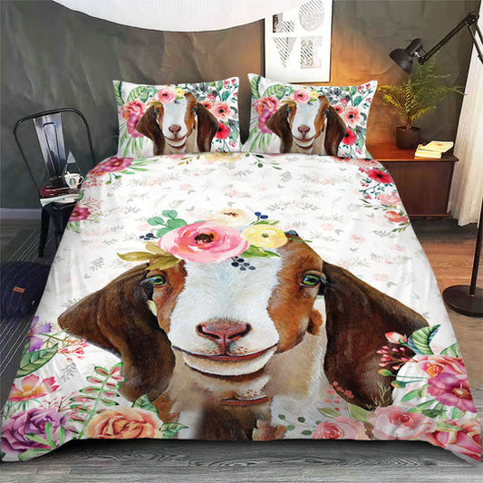 Nubian Goat - Happy Farm Cattle Floral Bedding Set