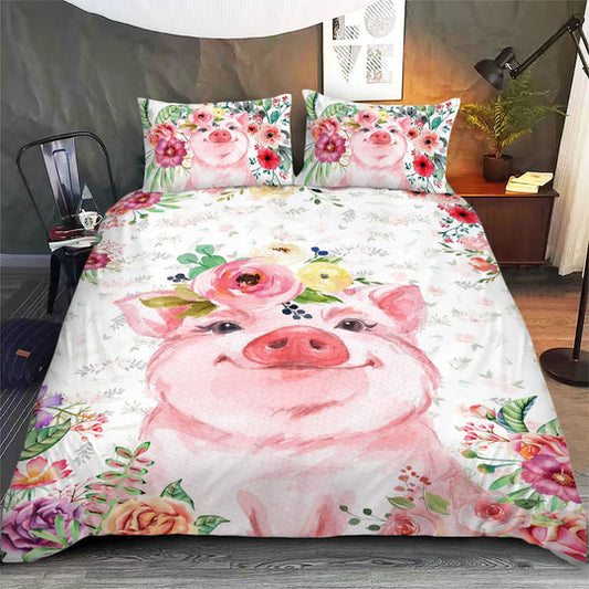 Pig - Happy Farm Cattle Floral Bedding Set