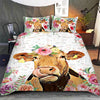 Red Angus - Happy Farm Cattle Floral Bedding Set