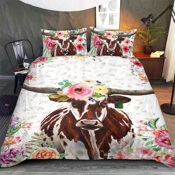 Texas Longhorn - Happy Farm Cattle Floral Bedding Set