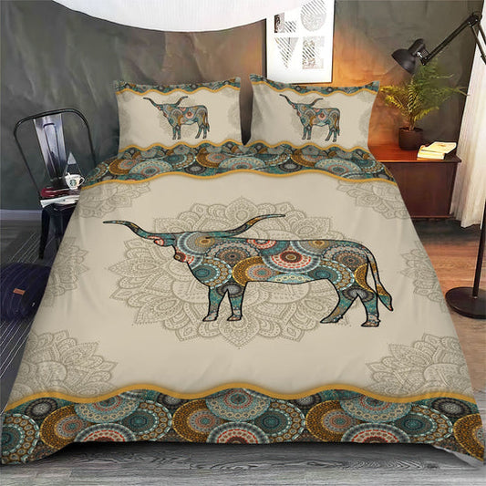 Mandala Love Texas Longhorn Cattle Bedding Set