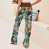 Joycorners Splashed Cyan Paint 3D Printed Wide Leg Long Pants