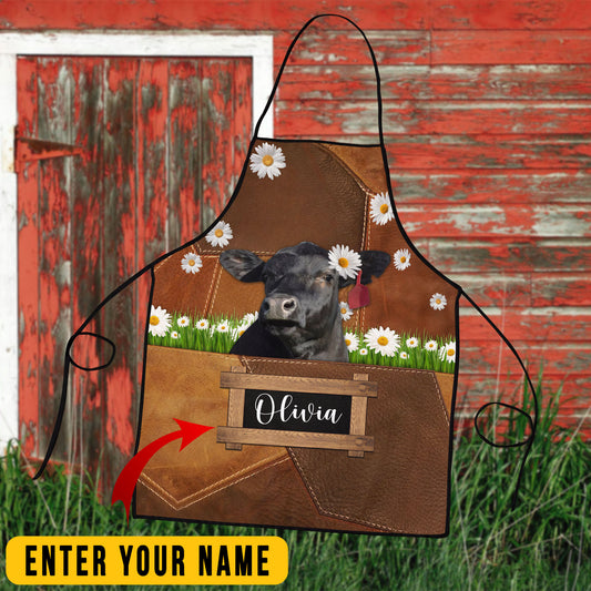 Joycorners Personalized Name Black Angus Cattle All Over Printed 3D Apron