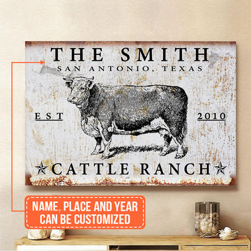 Joycorners Personalized Hereford Cattle Ranch Canvas
