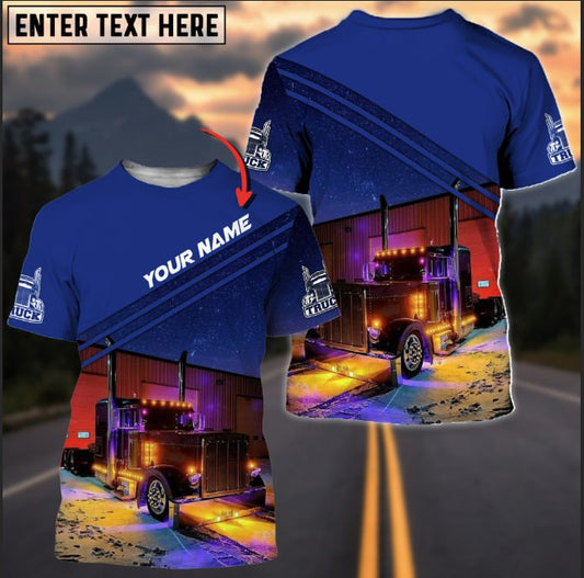 Joy Corners Custom Name Color Lighting Trucker 3D Full Printed T - shirt 2023
