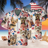 Joycorners Yorkshire Terrier Dog United States Flag Hawaiian Flowers All Over Printed 3D Hawaiian Shirt