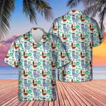 Joycorners Donkey And Chicken Hawaiian Shirt