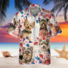 Joycorners Yorkshire Terrier Dog United States Flag Hawaiian Flowers All Over Printed 3D Hawaiian Shirt