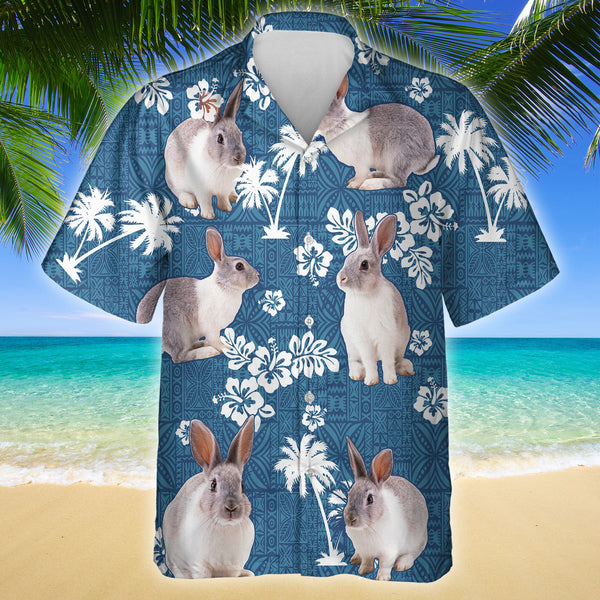 Joycorners RABBIT Blue Tribal All Over Printed 3D Hawaiian Shirt