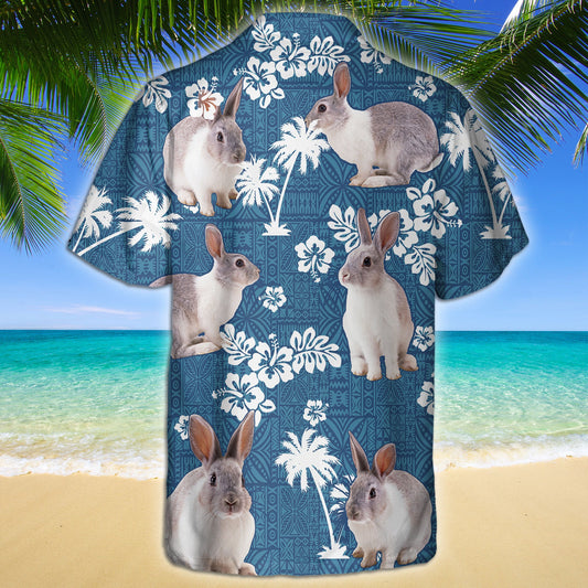 Joycorners RABBIT Blue Tribal All Over Printed 3D Hawaiian Shirt