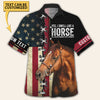 JoyCorners Custom Text Horse With United States Flag Independence Day Hawaiian Shirt