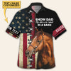 JoyCorners Custom Text Horse With United States Flag Independence Day Hawaiian Shirt