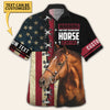 JoyCorners Custom Text Horse With United States Flag Independence Day Hawaiian Shirt