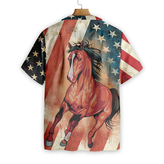 Joycorners HORSE AMERICAN FLAG All Printed 3D Hawaiian Shirt