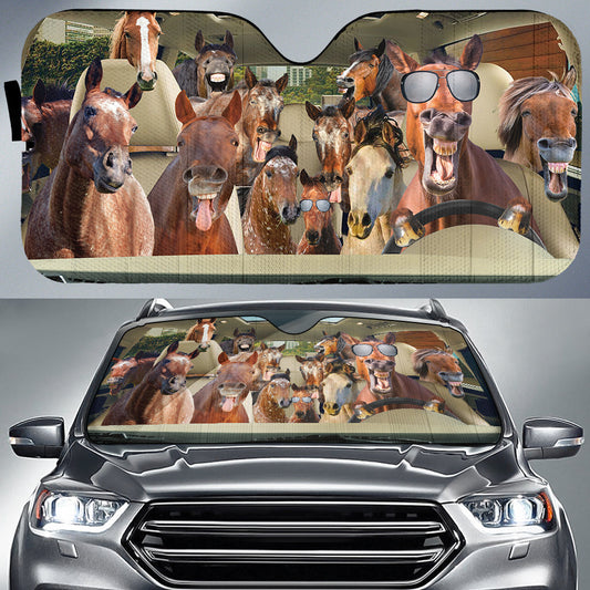 Joycorners Driving HORSES MIXED BREEDS All Over Printed 3D Sun Shade