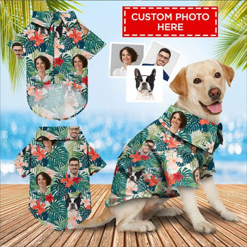 Joycorners Personalized Photos Tropical Plants All Over Printed 3D Dog Hawaiian shirt